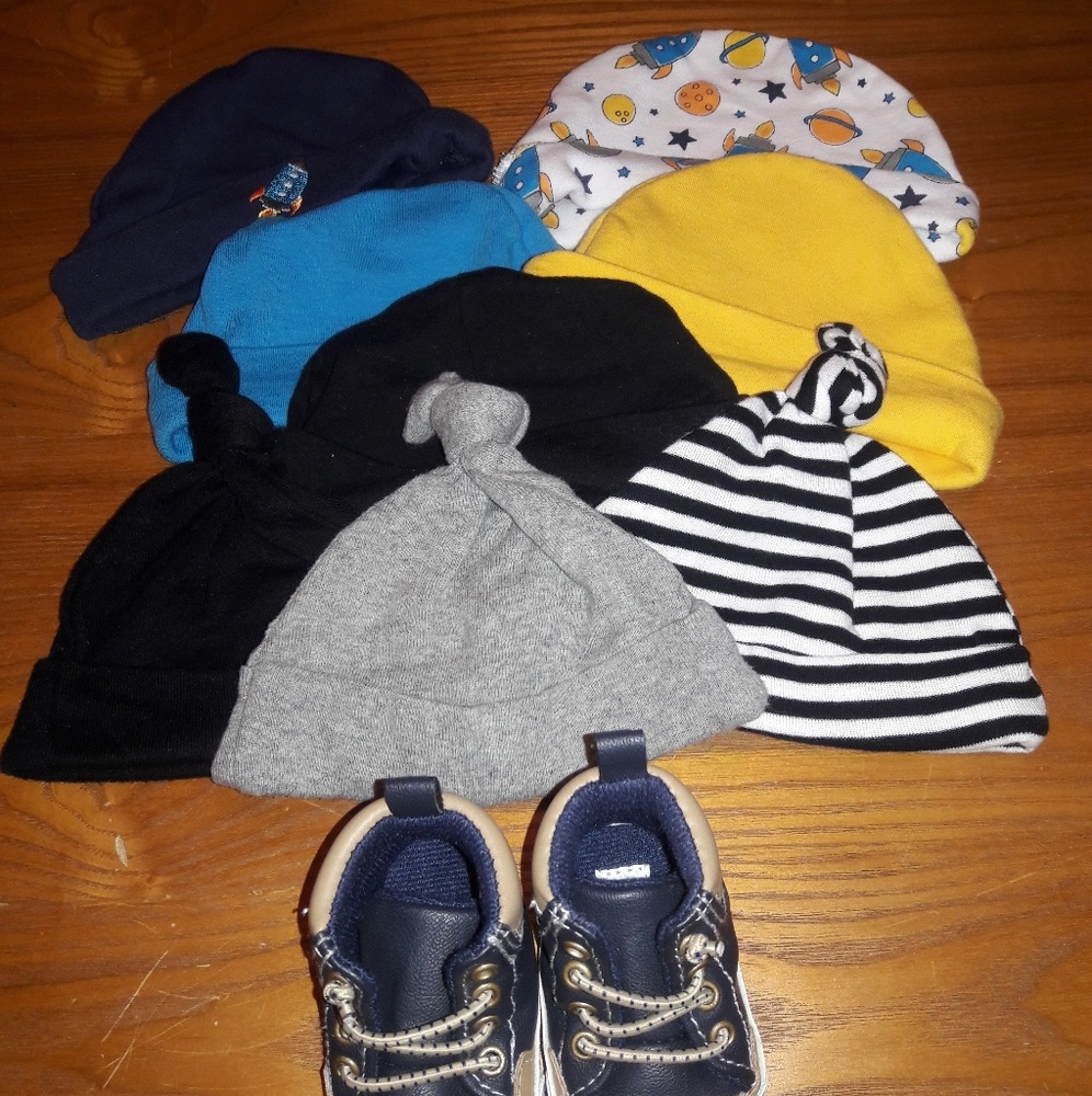 Bundle 8 brand new, Newborn beanies. Baby boy.